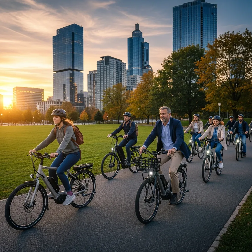 Cyclist riding an e-bike in the city representing the modern revolution in transportation